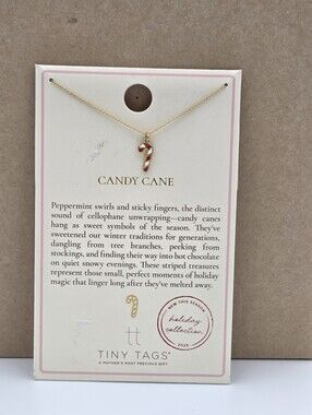 Tiny Tags Candy Cane Pendant Necklace - Red & White Nwt